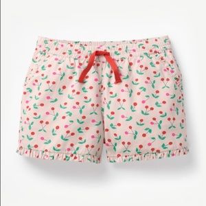 Mini Boden Frill Hem Shorts in cherry print Sz 8